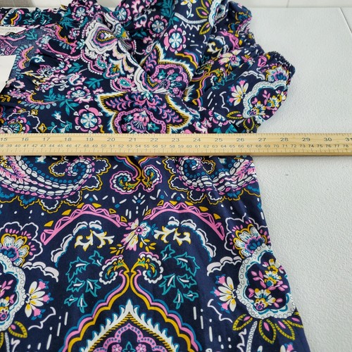 Crown and Ivy Womens Blue Paisley Medallion Shift Dress Size 3X Ruffled Preppy - Picture 7 of 9
