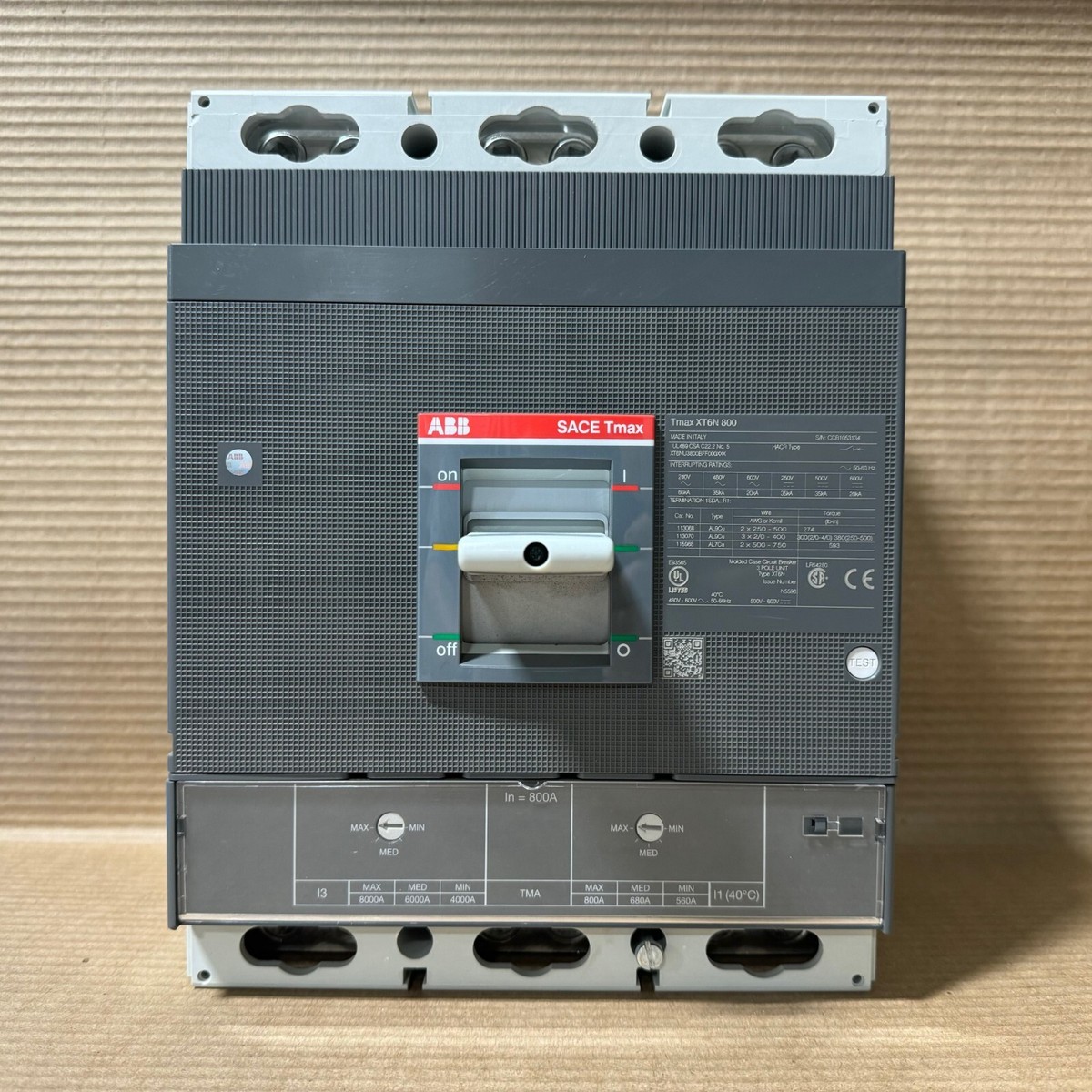 New ABB SACE Tmax XT6N 800 3 Pole 800 Amp 600v Circuit New ABB SACE Tmax XT6N 800 3 Pole 800 Amp 600v Circuit