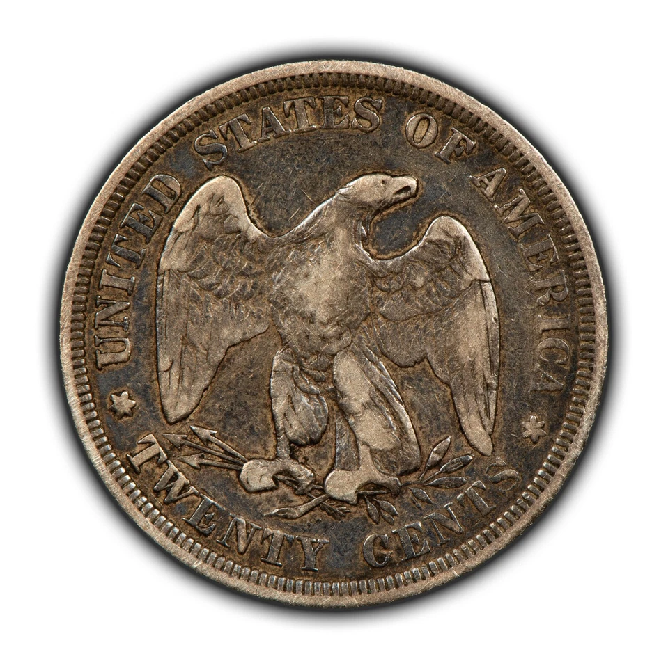 1875 20c Seated Liberty Twenty Cent Piece - Deep Patina - VF - SKU-B4601 - Image 2 of 4