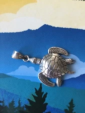 925 Sterling Silver Movable Sea Turtle Aquatic Pendant for men/women/teens/man