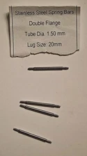 4 New Springbars Spring Bars 20mm Double Flanged Stainless Steel 1.50mm Diameter