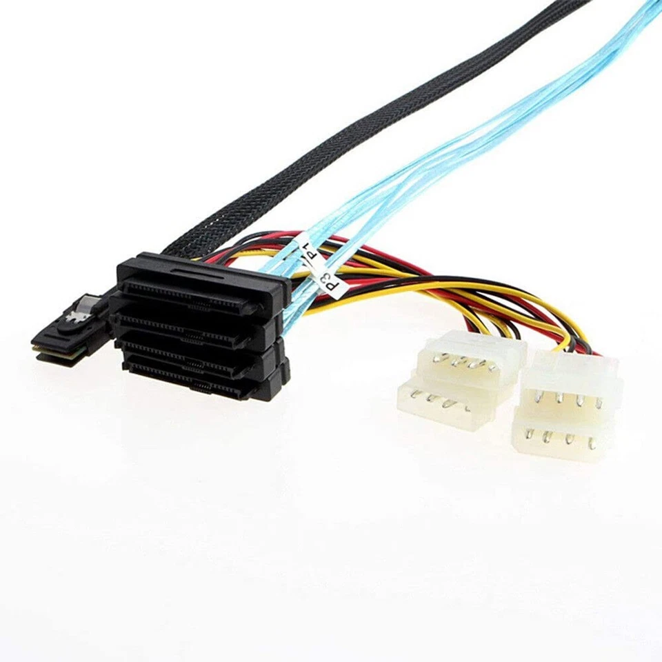 P47C Mini SAS 36P SFF-8087 zu 4x 29pin SFF-8482 4pin Molex Stromkabel Datenkabel - Bild 4 von 4