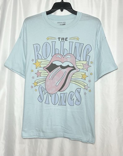 American Eagle Damen Oversized Rolling Stones Grafik T-Shirt hellblau Gr. L/XL