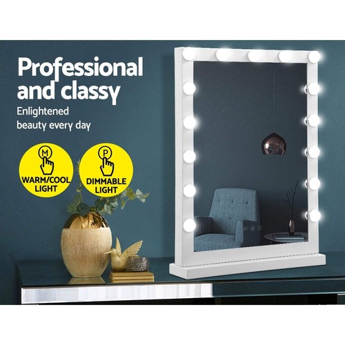 Embellir Makeup Mirror 43x61cm Hollywood Vanity with LED Light Tabletop White - Picture 4 of 7