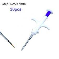 30 units of 1.25 7mm Microchips with Implanter Kit Transponder RFID Chips Pet Id