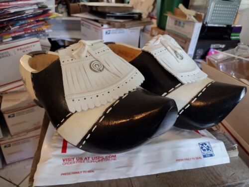 Golf Clogs w/ Spikes New Authentic Dutch Holland Wooden Michael Never Worn 29cm - Picture 1 of 7