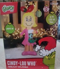 The GRINCH CINDY LOU WHO Dr. Seuss 5  Christmas Airblown Inflatable Gemmy-NEW