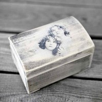 Vintage Schatulle 12 X 8 Cm Kiste Holzschatulle Nostalgie Handarbeit