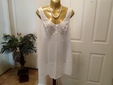 Vintage Full Slip Dress Chemise European Size M-L Triumph Intl White Lace