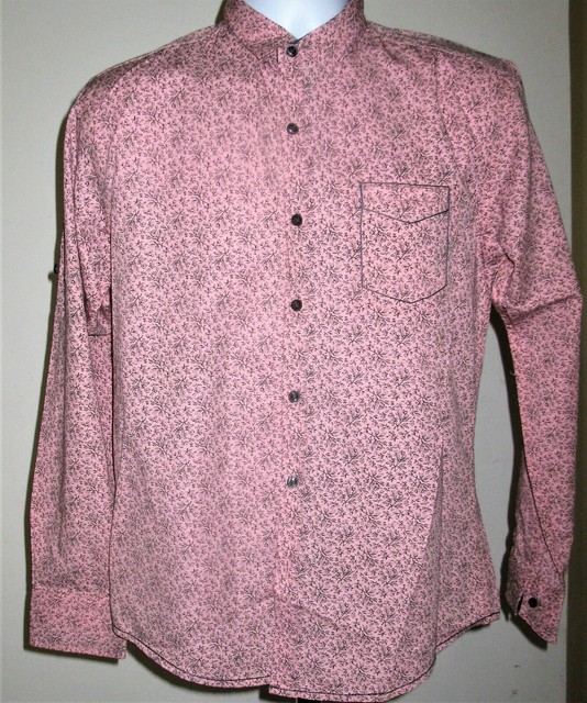 NEW Men's salmon pink shirt with floral paisley shirt top "once more