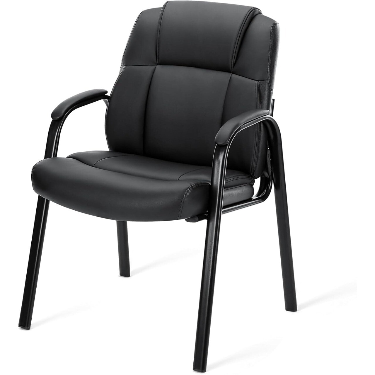 Leather Guest Chair with Padded Arms Comfy Waiting Room Chairs Office Reception