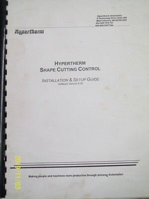 HYPERTHERM SHAPE CUTTING CONTROL INSTALLATION SETUP GUIDE  MANUAL
