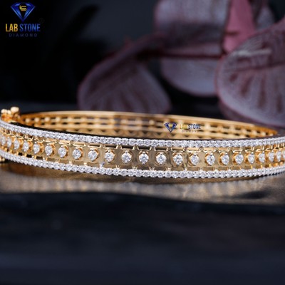 3.04 TDW Round Cut  Moissanite Diamond Bracelet 10k Yellow Gold by Labstone
