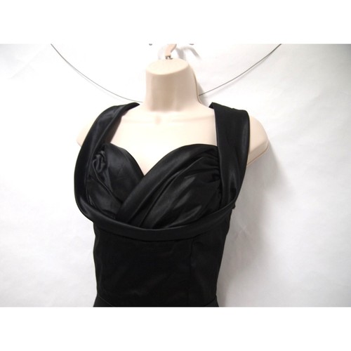 NWT Lindy Bop Womens Dress S Black Retro PinUp VLV Satin 50s Rockabilly Ophelia - Picture 3 of 7