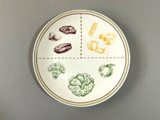 A Decorative Meat, Bread and Veggies Dinner Plate 9 1/8" D