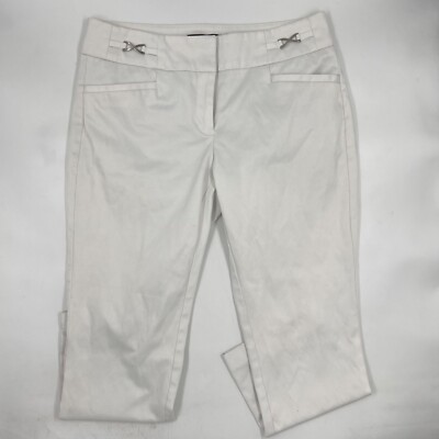 7th Avenue Womens Dress Pants Size 4 White Trousers Straight Leg Cropped  Office | eBay