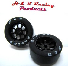 H R Racing HR1110 Front Silicone Tire 27x12 NASCAR Black Wheel 1/24 Slot Car