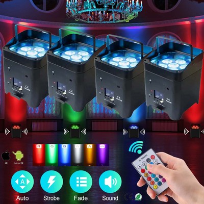 4x 108W Akku LED Par Strahler RGBWA UV Wiederaufladbare DMX WIFI APP Bühnenlicht