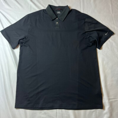 Nike TW Tiger Woods Collection S/S Polo Golf Shirt Black Stretch Men's XL
