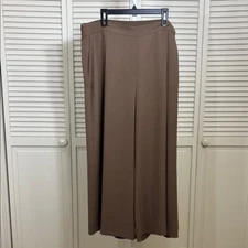 Spanx Crepe Pleated Cropped Trouser Wide Leg Polyester Cedar Style No. 20542R 3X