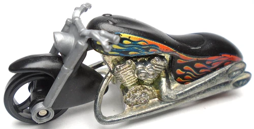 1996 HOT WHEELS SCORCHIN' SCOOTER BLACK 1:64 DIECAST 2 3/4" MOTORCYCLE W/ FLAMES