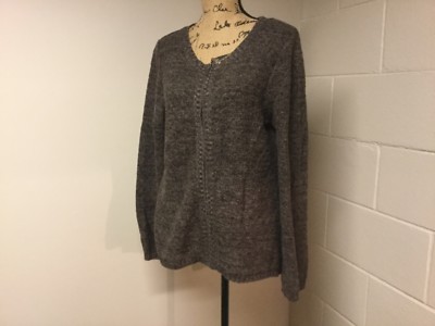 Christopher&Banks Brown Solid Sweater Size L Zipper Closure
