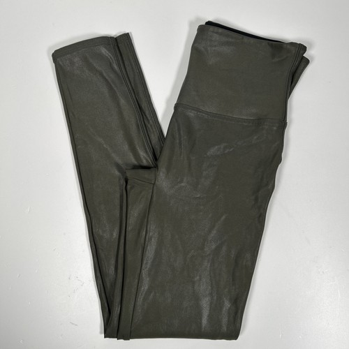 Spanx Large Olive Green High Waisted Sculpting Faux Leather Metallic Leggings - Picture 5 of 12