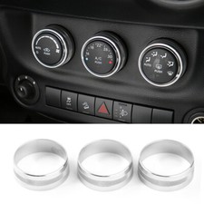 Air Conditoning Button Cover Twist Switch Ring Trim For Jeep Wrangler JK Silver