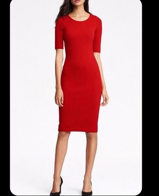 NWT DIANE VON FURSTENBERG Meeson Dress Womens Size Large Red Cotton Stretch