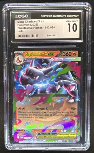 2025 Pokemon Phantasmal Flames Mega Charizard X ex Double Rare #013/094 CGC 10