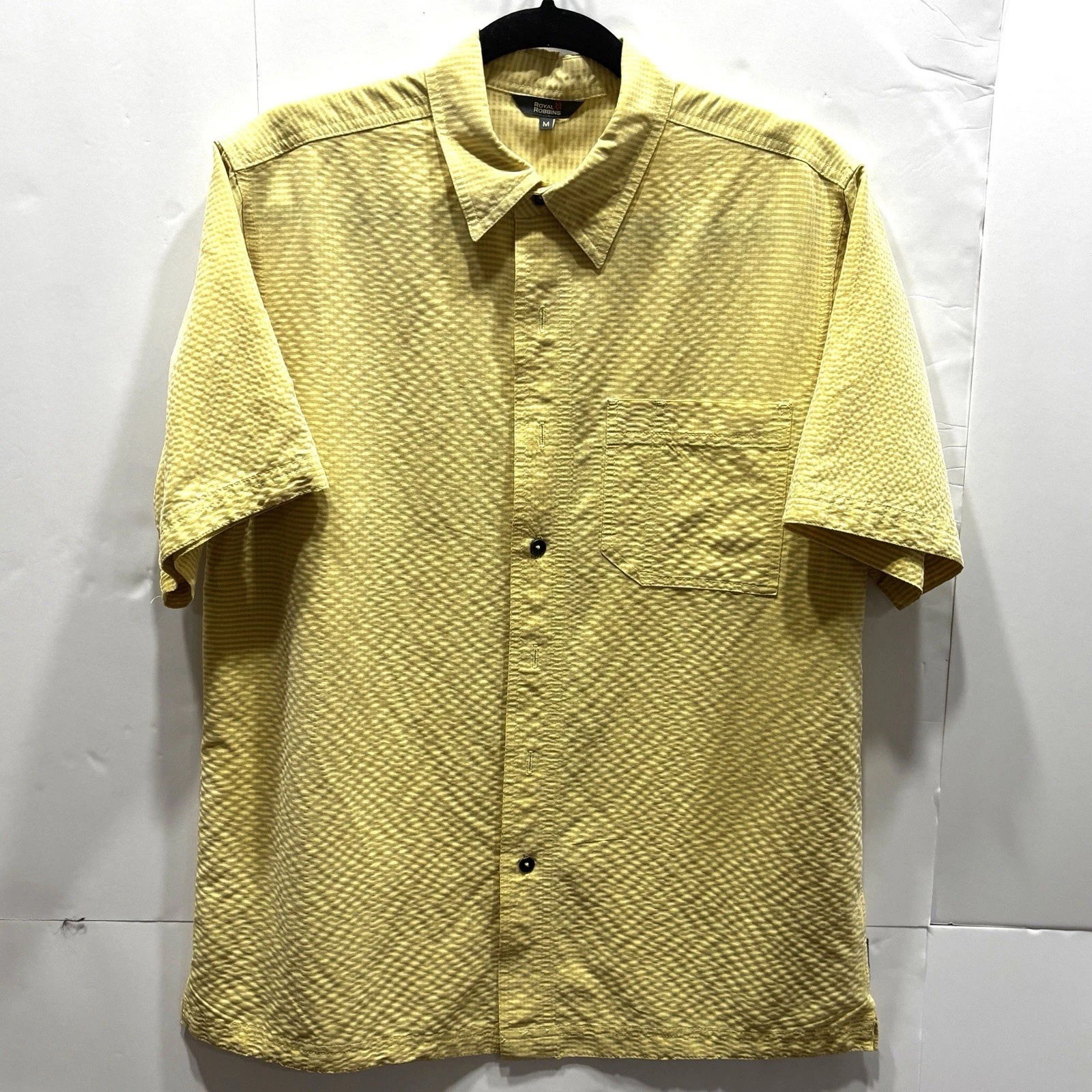 Royal Robbins Shirt Mens Medium Yellow Lightweight Outdoor Hike Fishing Cool