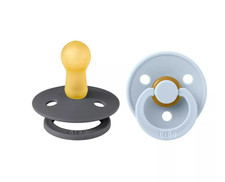 Bibs Colour Pacifiers Latex 6-18 Months - Size 2 - 2pk - Iron/Baby Blue