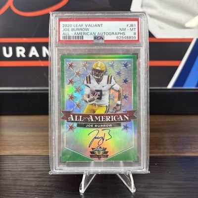 2020 LEAF VALIANT All Americans AUTOGRAPHS  JOE BURROW RC #/75 PSA 8 Bengals 