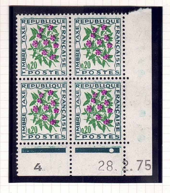 France - 1964-1971, 20c margin block of four w/corner date
