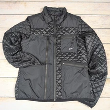 Nike Quilted Jacket Women's M Full Zip Lightweight Black Primaloft Coat