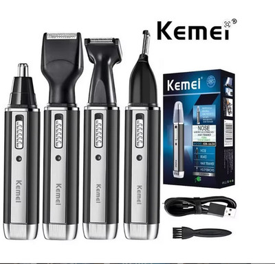 Kemei KM-6630 4in1 Mens Grooming Kit - Nose Ear Beard Eyebrow Trimmer Shaver USB