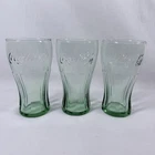 Set of 3 VINTAGE COCA-COLA TUMBLERS 6 “ Tall 20oz Glasses Green