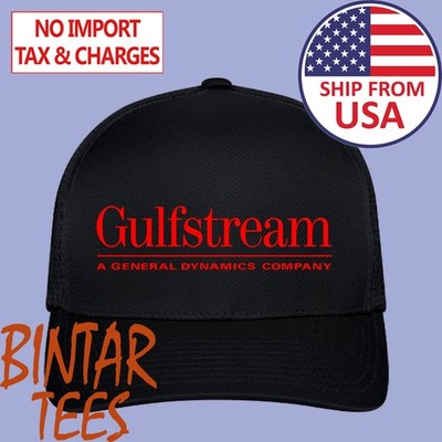 Gulfstream Jet Plane Aircraft Black  Adjustable Hat Size Adult