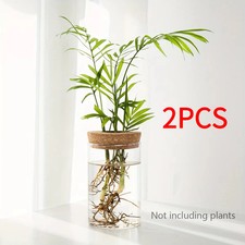 2pcs Hydroponics Plant Propagation Station Desktop Glass Bud Vase 6.5x10cm