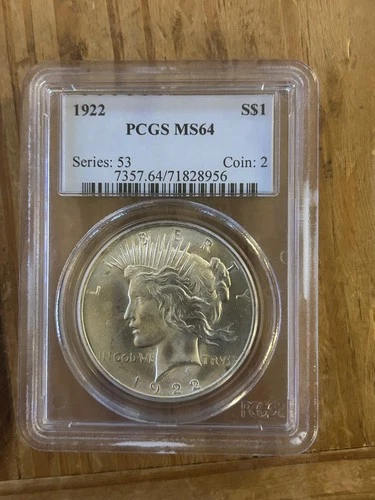 (1) one Peace Silver Dollars $1 PCGS MS64 - 63aL