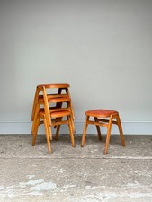 20 Available - Newly Upholstered  - Vintage Stacking Ben Stools - Cafe Bar