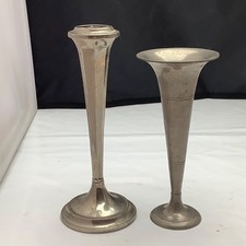 Bud vases - Vintage Silver Coloured - Octahedral & Trumpet Shapes