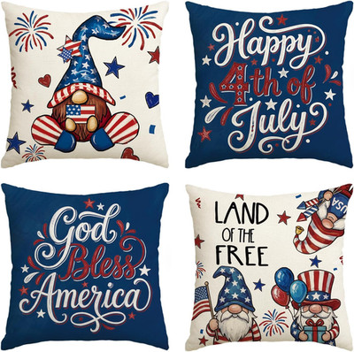 Happy 4Th of July God Bless America Dwarfs Fireworks Throw Pillow Covers, 18 X 1