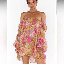 Show Me Your Mumu Carnaby Briar Pink Floral Mini Dress Balloon Sleeve Small