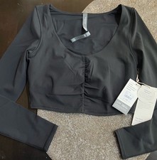 NWT Vuori Ruched Bra Long Sleeve Medium Black
