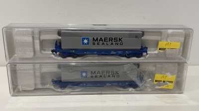 Fleischmann Spur N 845364 Maersk Standard Taschenwagen verpackt x2