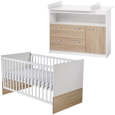 Roba Zimmerset Gabriella Babybett 70x140cm Wickelkommode bicolor NEU
