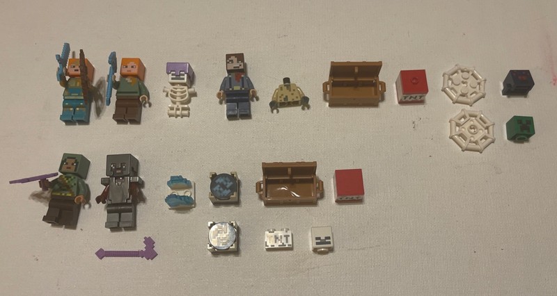 Minecraft Lego Mixed Lot - Minifigures Treasure Chests TNT Weapons Heads Torso
