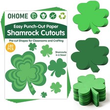 St Patricks Day Decorations - 180 PCS Shamrock Cutouts Pre-Cut Set  St Patri...