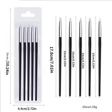 5pcs Nail Art Pen Set Pink Handle Dotting Stamping Tool with Silicone Pressing P